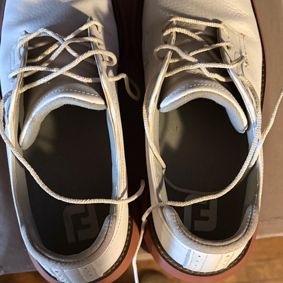 FootJoy White Leather Oxfords with Pink Sole - Picture 6 of 8